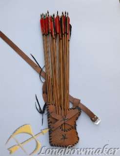Handmand Distinctive Slip leather Quiver+24 bamboo arrow  