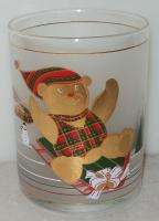 Culver Christmas Holiday Bear Gold Frosted High Ball Drinking Glass 