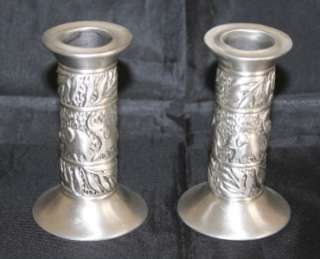 1992 ETAIN ZINN SEAGULL CANADA PEWTER CANDLE HOLDERS   SET OF 2  