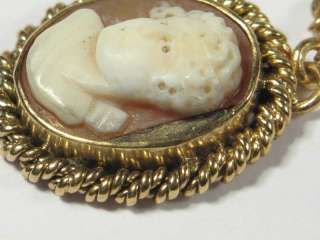 SUPERB ANTIQUE 15K GOLD SHELL CAMEO EARRINGS EROS CUPID  
