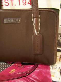 COACH Dark Brown Neoprene and Leather Bag Purse Handbag Shoulder 