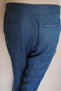 Tibi womens angel ankle chambray blue pants 2 $275 New  