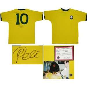    Pele Autographed Brazil Team Yellow Jersey 