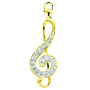  14K Yellow Gold Diamond Music Clef Charm Jewelry