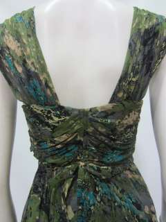 Tracy Reese womens side draped frock abstract garden green dress 2 $ 