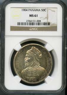 PANAMA 1904 50 Centesimos NGC MS61 #6430  