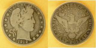 Barber Half Dollar 1912 S VG F  