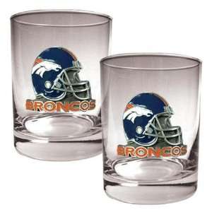  NIB Denver Broncos NFL 2pc Rocks Glass Cup Set Sports 