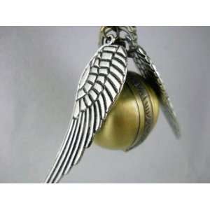   Double Sided Wings Balls Pocket Watch Necklace with a Extra Battery