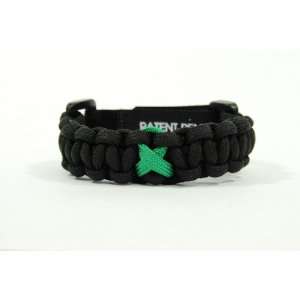   Green Ribbon Black 550 Paracord Bracelet Adjustable   Large 7.5 8.5