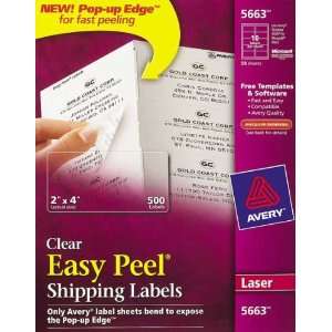  Avery® 5663   10 UP CLEAR Shipping Labels   Pack of 500 