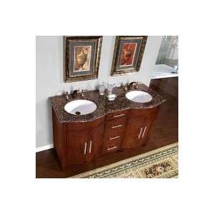  58 Inch Double Sink Vanity with a Baltic Brown Top and 