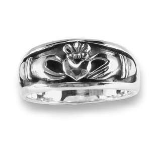  Claddagh Oxidized Inset Design Band Ring, 11 Jewelry