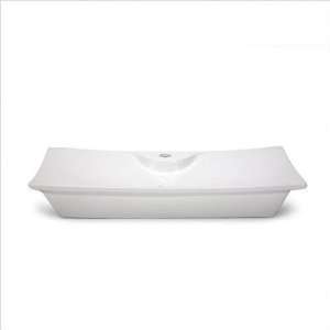 Xylem Rectangular Vitreous China Vessel Sink with Single Hole in White 