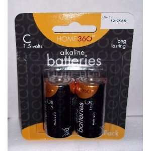    Home 360 Alkaline C Batteries 1.5 Volts (2 Pack) Electronics