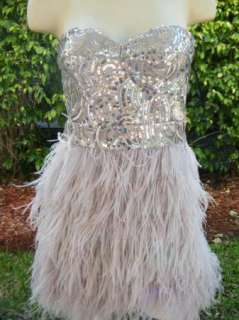 BEBE DRESS feather Dress xxs x x small 185146 isis sequin  