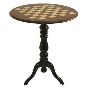   Imports Round Pedestal Elm Briar Wood Chess Table
