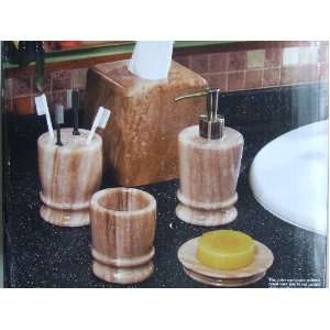 Brown Natural Marble Bathroom Accessories (5 piece) 