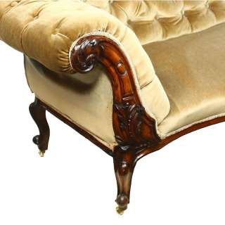 Victorian Antique Carved Walnut Sofa Couch Settee Day Bed Chaise 