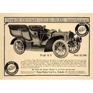 1906 Ad Type XII Chrome Nickel Steel Pope Toledo Car   Original Print 