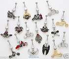 Belly Button Navel Ring Motorcycle Biker CZ Dangles