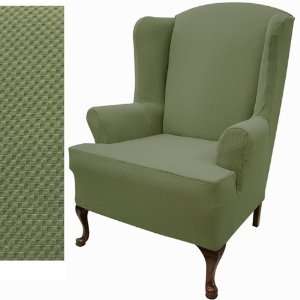    Wing Sofa Slipcover Stretch Pique Balsam Green 708