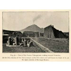  1899 Print Forum Trinagulare Mt. Vesuvius Roman Pompeii 
