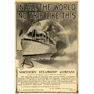  1901 Ad Northern Steamships North West Land Lakes Globe 