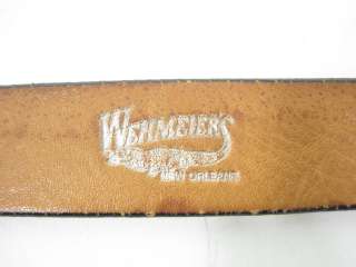 You are bidding on a WEHMEIERS Black Leather Exotic Skin Belt in a 