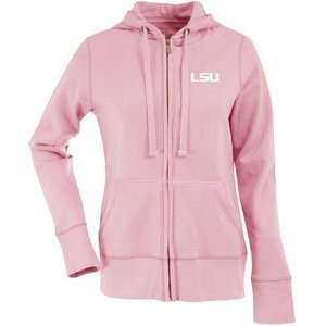  LSU Womens Zip Front Hoody Sweatshirt (Pink)   Medium 