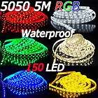 5M 16FT 150 LED 5050 SMD RGB Colorful Waterproof LED Light Strip Lamp 