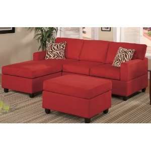  3pc Sectional Sofa Set with Reversible Chaise and Ottoman 