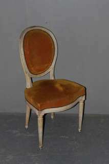 SET 8 PAINTED FRENCH LOUIS XVI MOHAIR DINING CHAIRS C 1930  