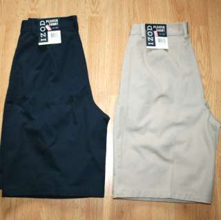 Boys Young Mens IZOD Size 18 W26 10L Pleated Khaki Shorts Blue Tan New 