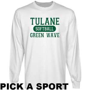  Tulane Green Wave White Custom Sport Long Sleeve T shirt 
