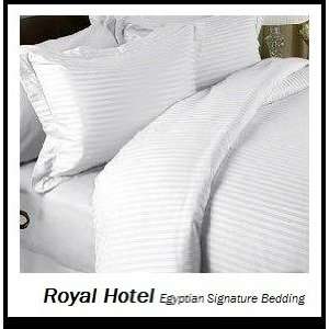 Royal Hotels Striped White 1200 Thread Count 4pc Full Bed Sheet Set 