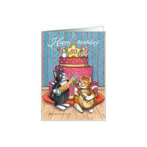  80th Birthday Cats (Bud & Tony) Card Toys & Games