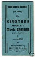 1930s Keystone Model K8 Movie Camera Booklet  