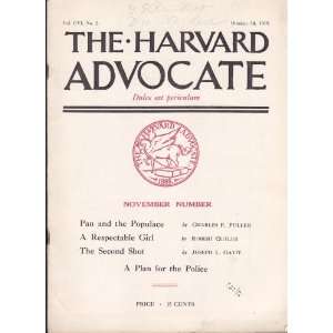 The Harvard Advocate Vol. CVI No. 2 October 30, 1919 November Number
