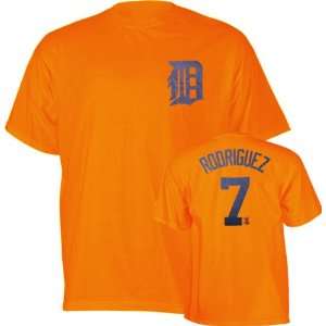  Ivan Rodriguez Orange Majestic Player Name and Number 