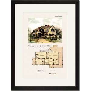  Black Framed/Matted Print 17x23, A Residence at Larchmont 