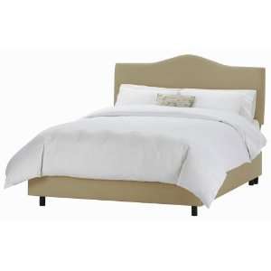  Full Skyline Twill Khaki Arched Upholstered Fabric Bed 