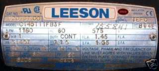 Leeson Type TF Three Phase AC Motor 1HP C145T11FB3F  