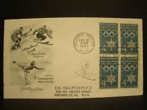 1960 First Day Cover 4c Stamp VIII Olympic Winter Games  