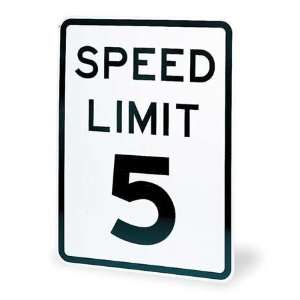 BRADY 94210 Sign,Speed Limit 5,EG,Blk/White,Al,18x24  