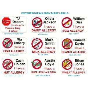  Waterproof Specific Allergy Alert Labels