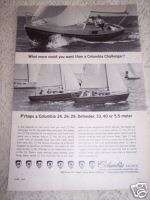 1964 Original Boat Ad COLUMBIA YACHTS Challenger  
