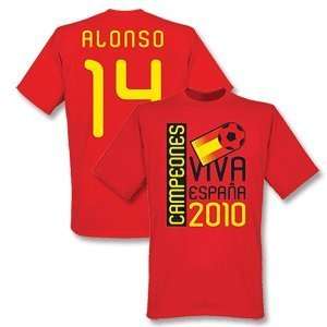  2010 Spain World Cup Winners Tee   Red + Alonso 14 Sports 