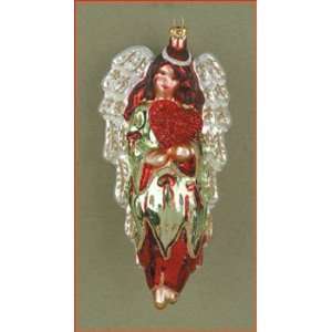  Cobane Glass Ornament   Sweetheart Angel Red And Green