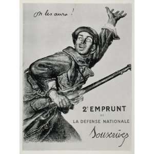  1920 WWI Faivre Soldier Gun French War Loan Mini Poster 